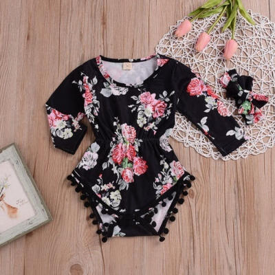 

Newborn Baby Girls Soft Flower Romper Bodysuit Jumpsuit Outfits Clothes Outsuit