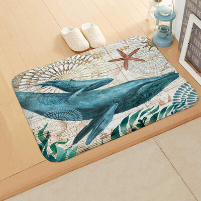 

Gobestart Sea Style Non Slip Toilet Polyester Cover Mat Set Bathroom Shower Mat