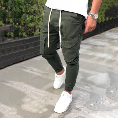 

Tailored Fashion Mens Elastic Waistband Elastic Foot Mouth Security Pocket Overalls