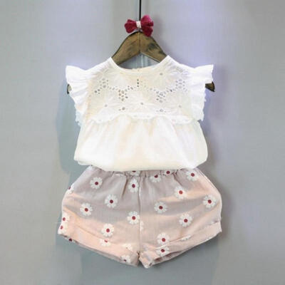 

Summer Kids Baby Girls Outfits Clothes T-shirt TopsShort Pants Shorts 2PCS Set