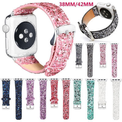 

Glitter Christmas PU Leather Wrist Strap Watch Band for Apple Watch iWatch 2018 fashion