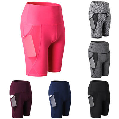 

Women Sports Yoga Pants Mesh Pockets Short Leggings Sportswear Fitness Skinny Bodycon Trousers