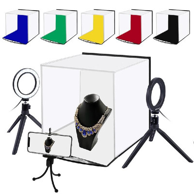 

PULUZ Portable LED Photo Lightbox 3030 Centimeter USB Charging Fill Light Studio Softbox with 6 Color Backdrops & Phone Holder fo