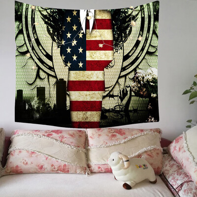 

Toponeto Independence Day Print Family Tapestry Light String Combination Wall Decoration