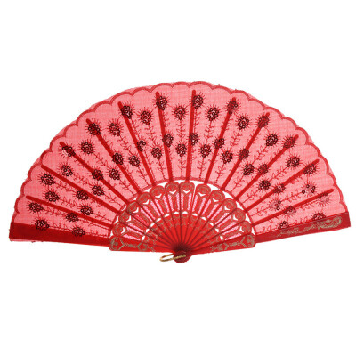 

Siaonvr Best Chinese Style Dance Wedding Party Lace Silk Folding Hand Held Flower Fan