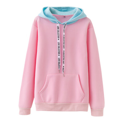 

Women Trend Pocket Hoodies Sweatshirts Fashion Warm Solid Patchwork Pullover Loose Long Sleeve Ladies Hoodie