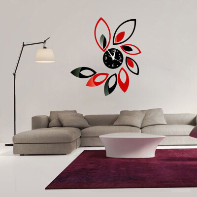 

〖Follure〗Big Flower Lotus DIY 3D Art Acrylic Mirror Wall Clock DIY Wall Sticker