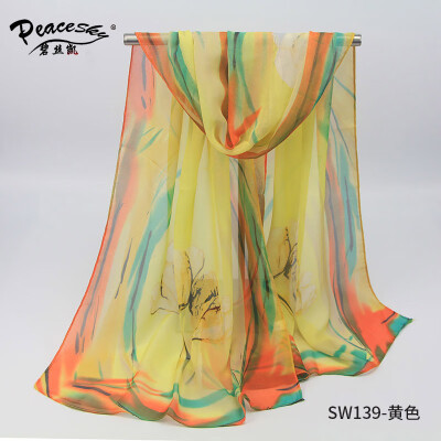 

2017 new foreign trade ink painting ladies chiffon printing silk scarf wholesale autumn&winter gifts small scarf SW139