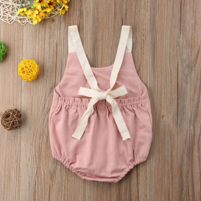 

Newborn Infant Baby Girl Bowknot Backless Romper Bodysuit Outfits Clothes