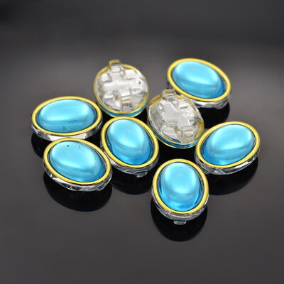 

Sew on Taiwan Acrylic Garment Accessories Oval DeepSkyBlue 17x13x8mm Hole 1mm