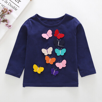 

Toddler Baby Kids Girls Bow Long Sleeve Butterfly Applique Tops Outfits Clothes