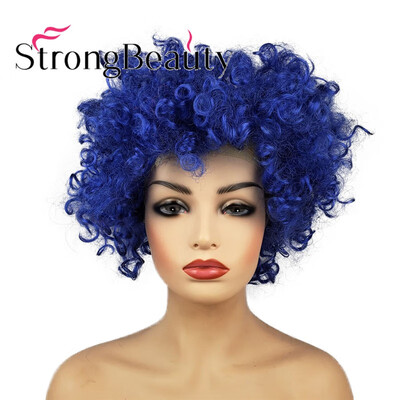 

StrongBeauty Short Curly Afro Jumbo American Synthetic Cosplay Party Wig Color Choose