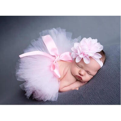 

Pink Newborn Tutu Clothes Skirt Baby Girls Knitted Crochet Photo Prop Outfits