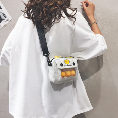 

Ins bag female 2019 new wave Korean version of the wild cartoon cute shoulder Messenger bag Harajuku student canvas bag
