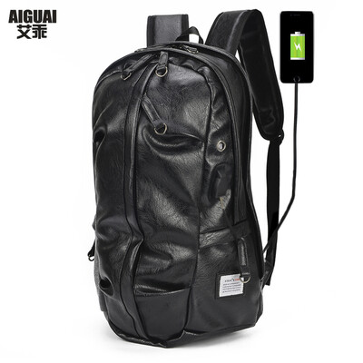 

Ai Biao Shoulder Bag Male Street Backpack Personal Trend Bag PU Leather Male Leisure Bag Soft Leather Travel Bag