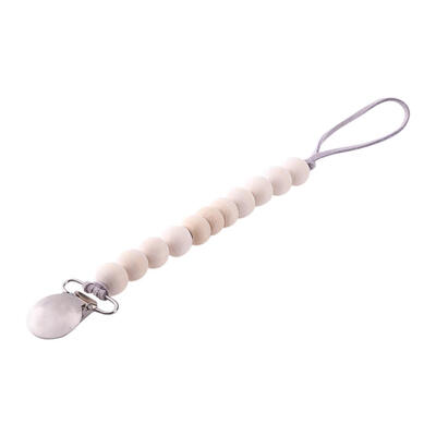 

Baby Pacifier Clip Chain Wooden Holder Soother Clips Nipple Leash Strap