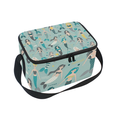 

ALAZA Insulated Lunch Box Mermaid Pattern Lunch Bag for Men Women Portable Tote Bag Cooler Bag