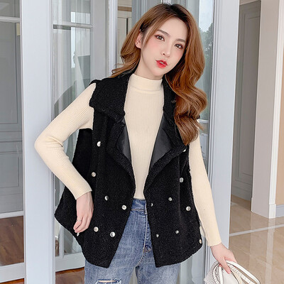 

Tailored Womens Solid Winter Warm Outwear Sleeveless Pockets Vintage Beading Splice Coats