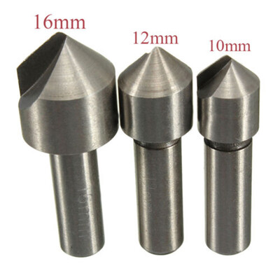 

3pcs 90° HSS Countersink Drill Bit Set For Steel Hard Metal Wood 101216mm