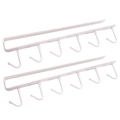 

Gobestart 2PC Kitchen Storage Rack Cupboard 6 Hooks Under-Cabinet Hanger Rack New