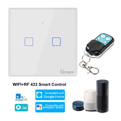 

SONOFF T2EU3C-TX 3 Gang Smart WiFi Wall Light Switch 433Mhz Wireless Control RF Remote Control APPTouch Control Timer EU Standard