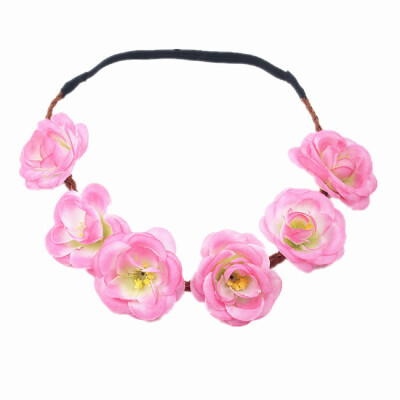 

〖Follure〗Bohemian Rose Wedding Flowers Hair Band Bride Wreath Floral Summer Flower Crown