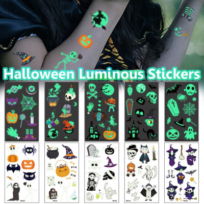 

10Pcs Halloween Spider Pumpkin Waterproof Luminous Temporary Tattoo Stickers