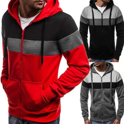 

Fashion Men Zip-Up Hoodies Casual Slim Fit Hooded Pullover Sweater Tops