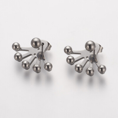 

304 Stainless Steel Stud Earrings Stainless Steel Color 17x22mm Pin 08mm