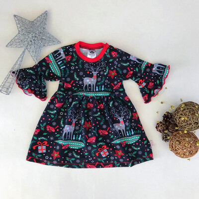 

Christmas Kid Baby Girls Long Sleeve Santa Claus Party Princess Gown Tutu Dress