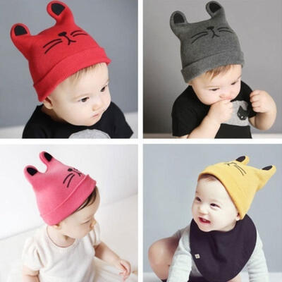 

Baby Kids Animal Ear Winter Knitted Hat Boy Girl Warm Cotton Toddler Hat Caps