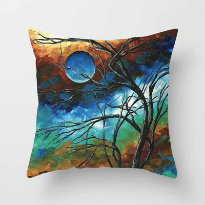 

18 X 18 Inch Creative Magic Three-Dimensional Colorful Tree Cushion Hug Pillowcase Linen Waist Cushion Cover