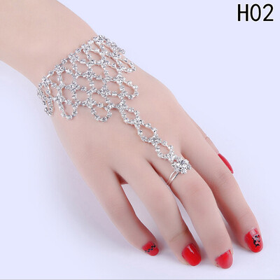 

Wedding Accessory Rhinestone Finger Ring Bracelet for Women