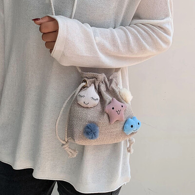 

Ins super fire small bag fairy 2019 Korean version of the new small fresh canvas bucket bag cute cute shoulder slung