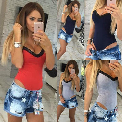 

Sexy Women Sleeveless Blouse Ladies Bodysuit Leotard Top Bodycon Jumpsuit NEW