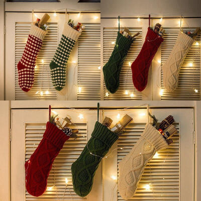 

5 Style Christmas Holiday Knitted Stocking Hanging Crochet Stock Tree Ornament Decor candy Bag Christmas gift bags