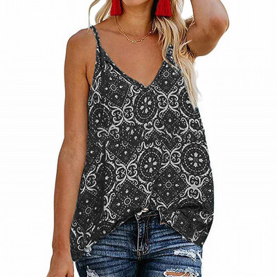 

Sleeveless vest womens loose outer wear printed top