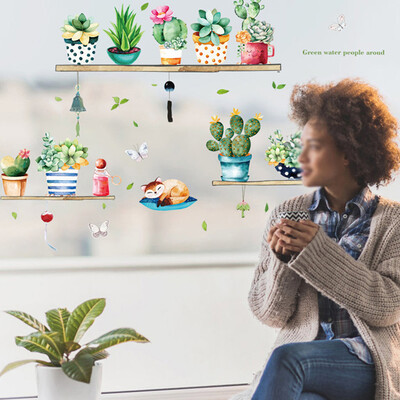 

Removable Cactus Bonsai DIY Wall Sticker PVC Decal Mural Home Room Ornament 1set
