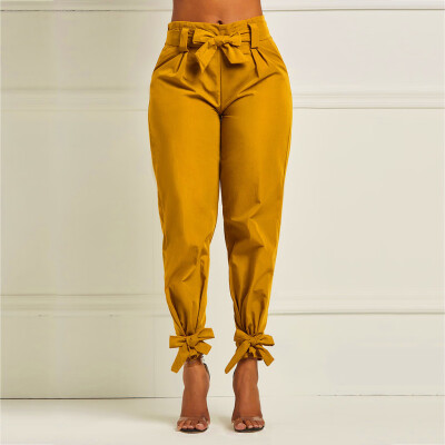 

Tailored Women Autumn Sexy Bandage Colour And Foot-binding Casual Pants