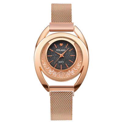

Fashion Women Watches Flow Beads Dial Ladies Quartz Wristwatch Magnetic Buckle Bracelet Strap Simple Clock Zegarki Damskie