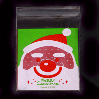 

100Pcs Christmas Bag Santa Claus Cellophane Gift Cookie Candy Self Adhesive Candy Gifts Bag 7X73Cm