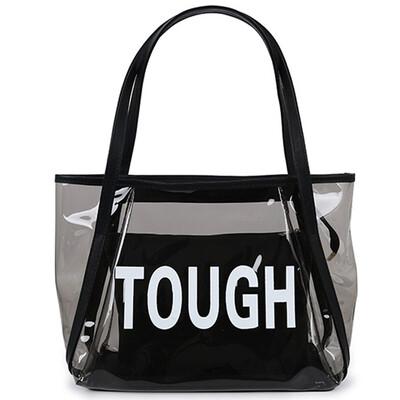 

Tailored Women Transparent Jelly Bag Tote Bag Summer Letter Big Bag Shoulder Bag Handbag