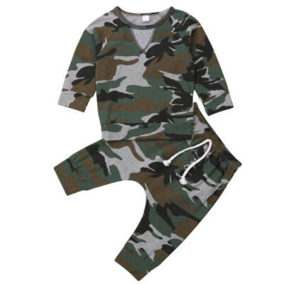 

Newborn Infant Baby Boy Camouflage Cloth Long Sleeve Tops Pants 2PCS Outfit Set