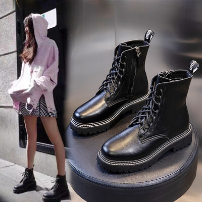 

Pre-sale 923 hair womens boots with British style new wild short boots womens thick with thi