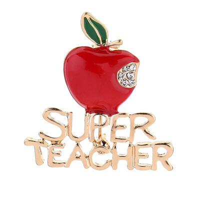 

New Red Super Teacher Xmas Gift Unisex With Crystal Brooch Pin Show Your Love