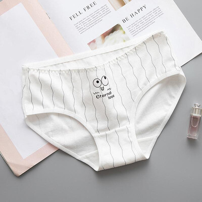 

Funny Women Briefs Cotton Blends Beathable Colorful Cartoon Patterns Stripes Letters Print Underwear
