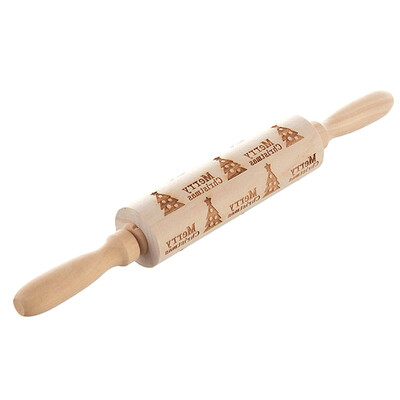 

Christmas Wooden Embossed Dough Rolling Pin Laser Engraved Pastry Christmas Cake Cookies Baking Tool