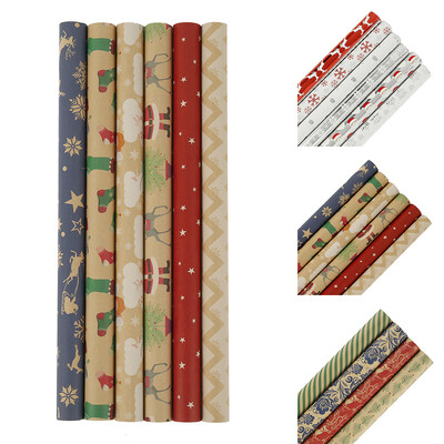 

6pcs Printed Gift Packaging Craft Tissue Paper Flower Wrapping Paper Roll Wine Shirt Clothing Packing Christmas Wrapping Paper
