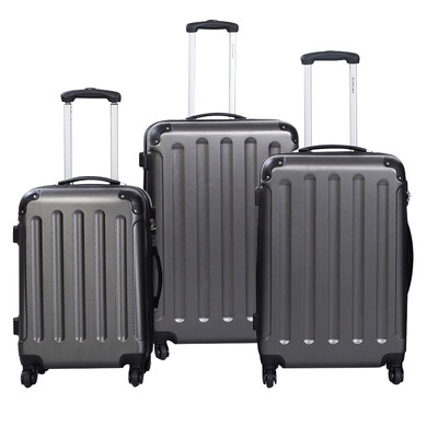 

GLOBALWAY 3 Pcs Luggage Travel Set Bag ABSPC Trolley Suitcase Gray