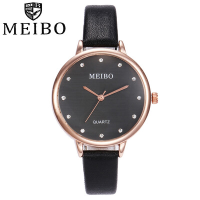 

MEIBO Brand Leather Strap Unique Thin Strap Watches Casual Women Men Quartz Wristwatches Clock Relogio Feminino Hot Sale 533